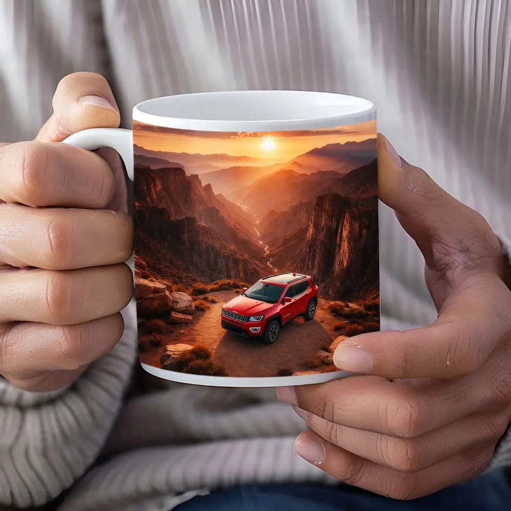 Jeep Compass Red SUV Canyon Sunset – Mugs