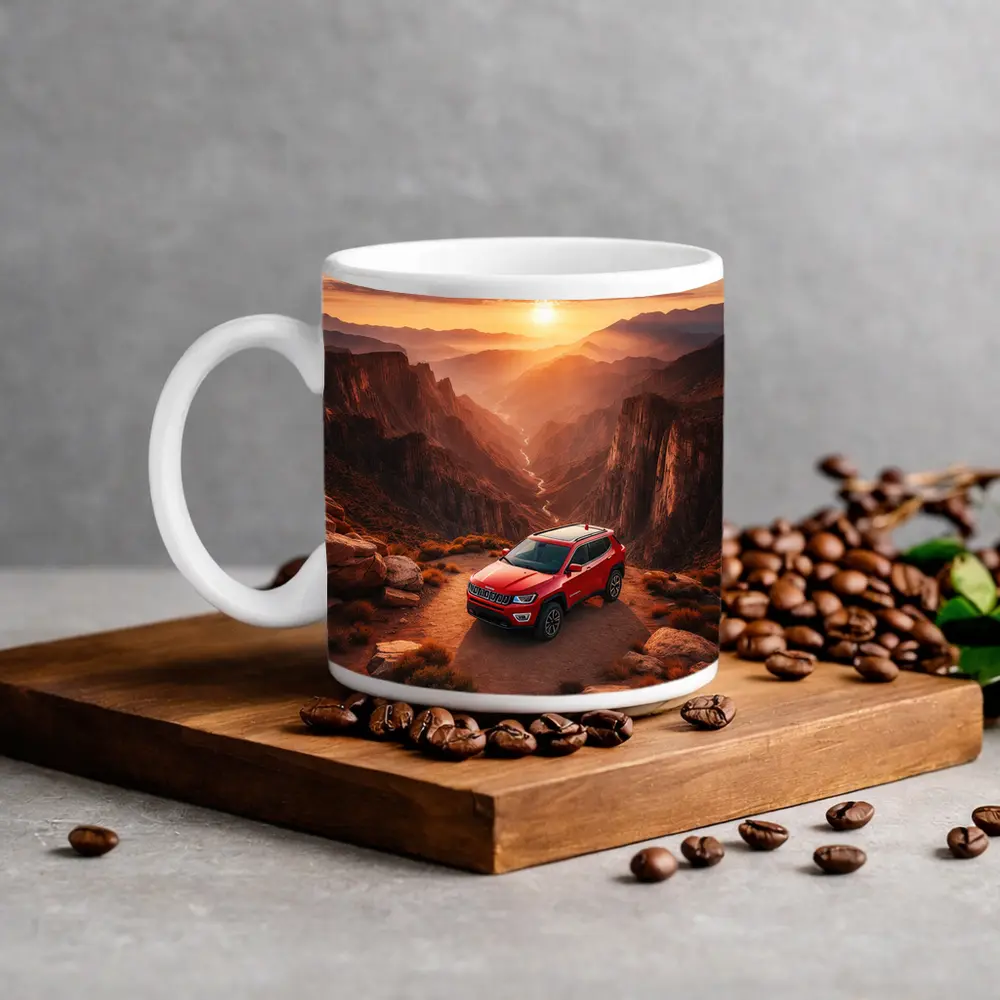 Jeep Compass Red SUV Canyon Sunset – Mugs