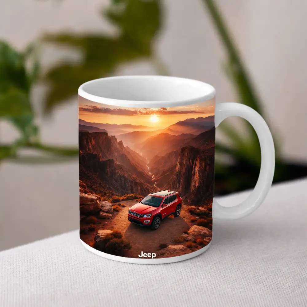 Jeep Compass Red SUV Canyon Sunset – Mugs