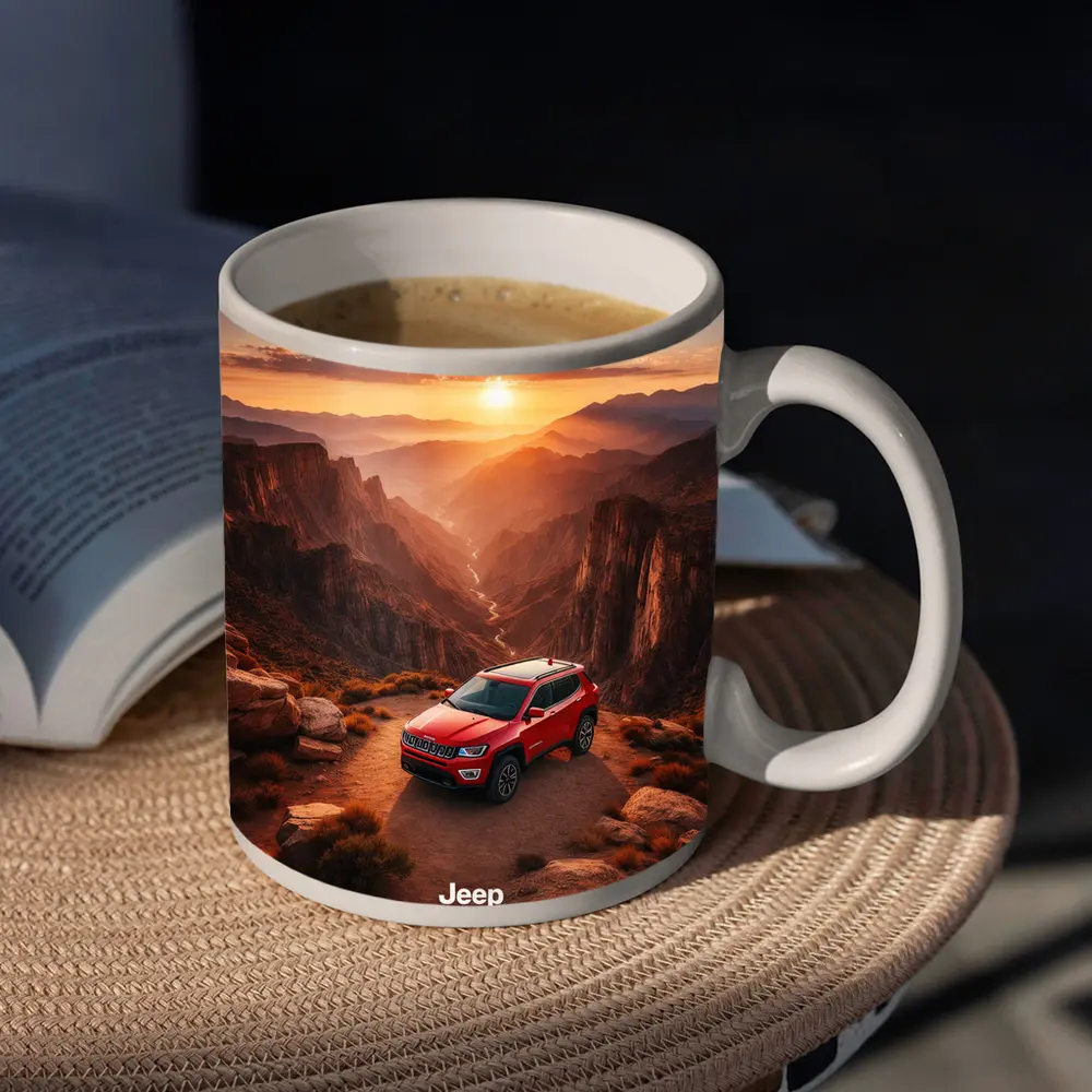 Jeep Compass Red SUV Canyon Sunset – Mugs