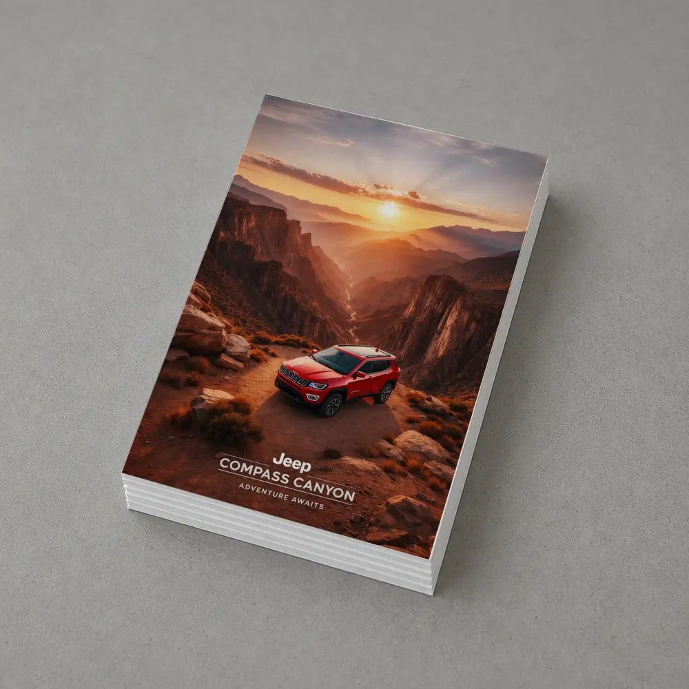 Jeep Compass Red SUV Canyon Sunset – Postcards