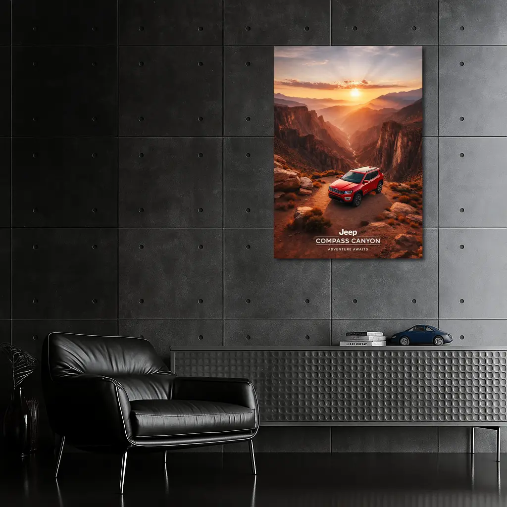 Jeep Compass Red SUV Canyon Sunset – Wall Art