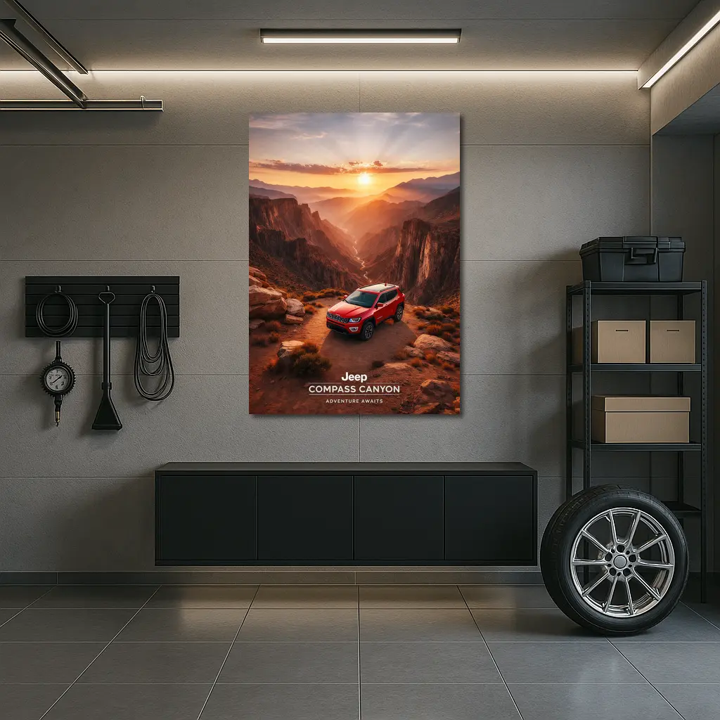 Jeep Compass Red SUV Canyon Sunset – Wall Art