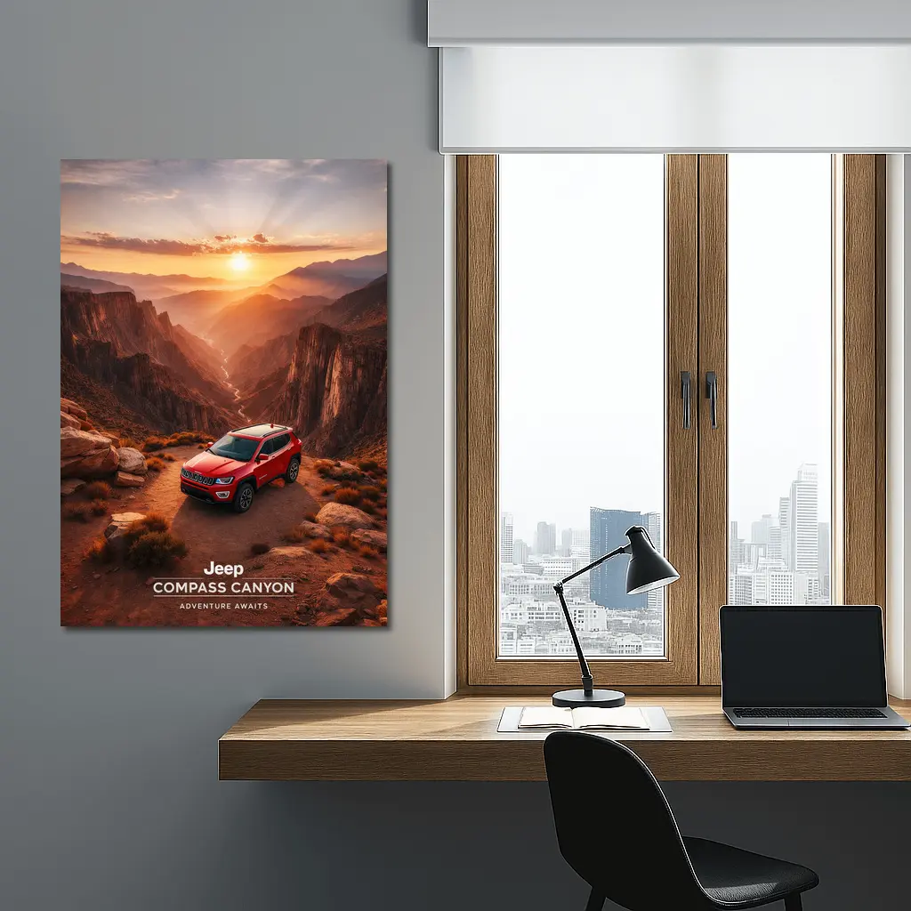 Jeep Compass Red SUV Canyon Sunset – Wall Art