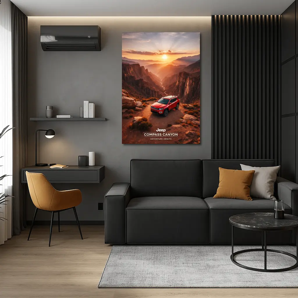 Jeep Compass Red SUV Canyon Sunset – Wall Art