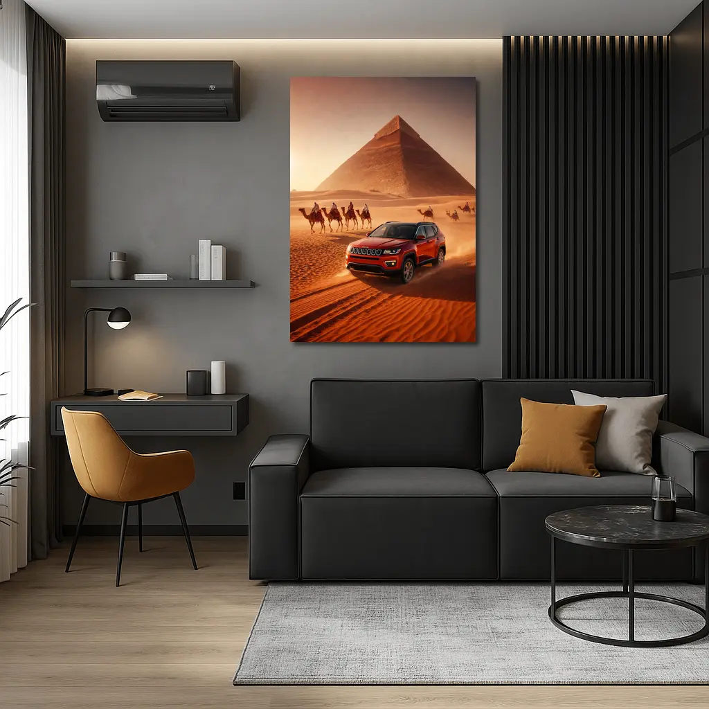 Jeep Compass Red Desert Egypt Pyramids – Wall Art