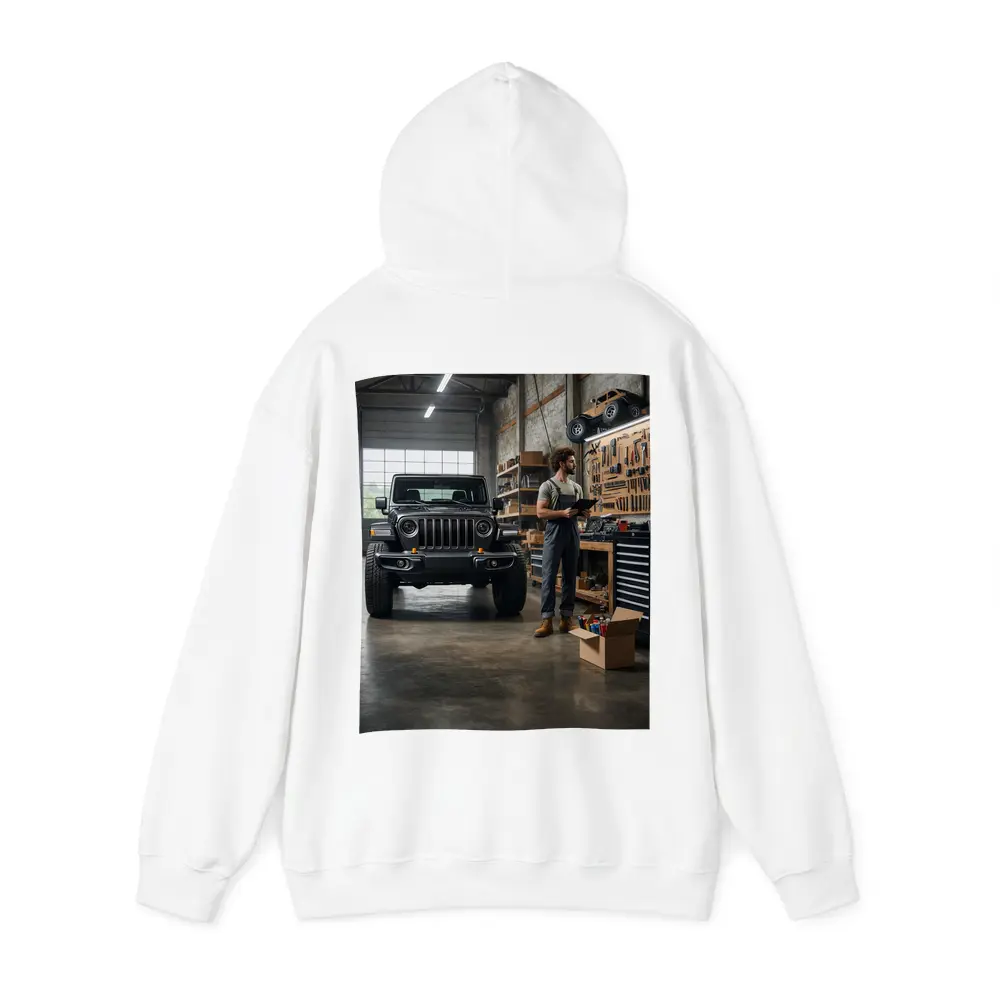 Jeep Gladiator Black Truck Inside Garage – Hoodies