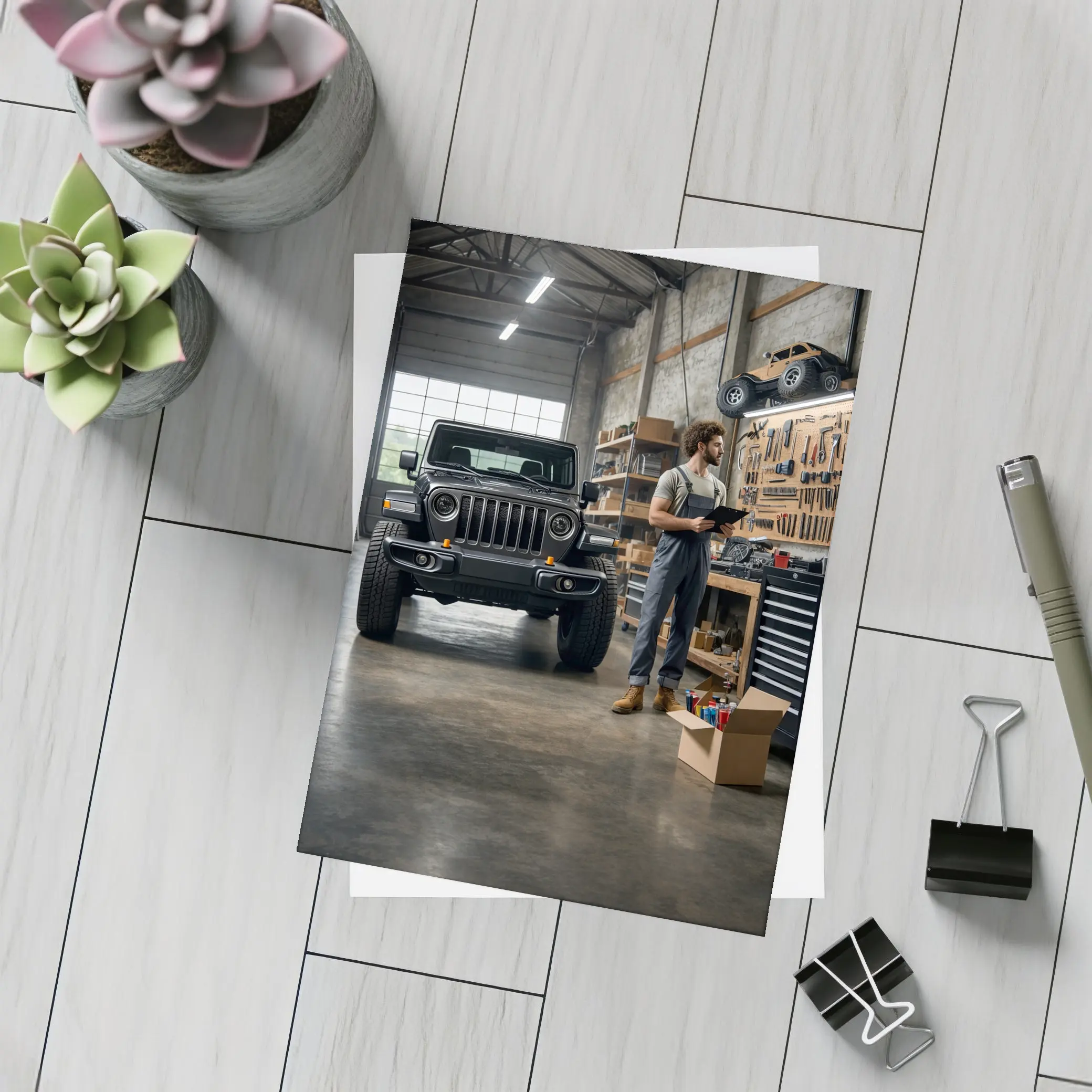 Jeep Gladiator Black Truck Inside Garage – Postcards