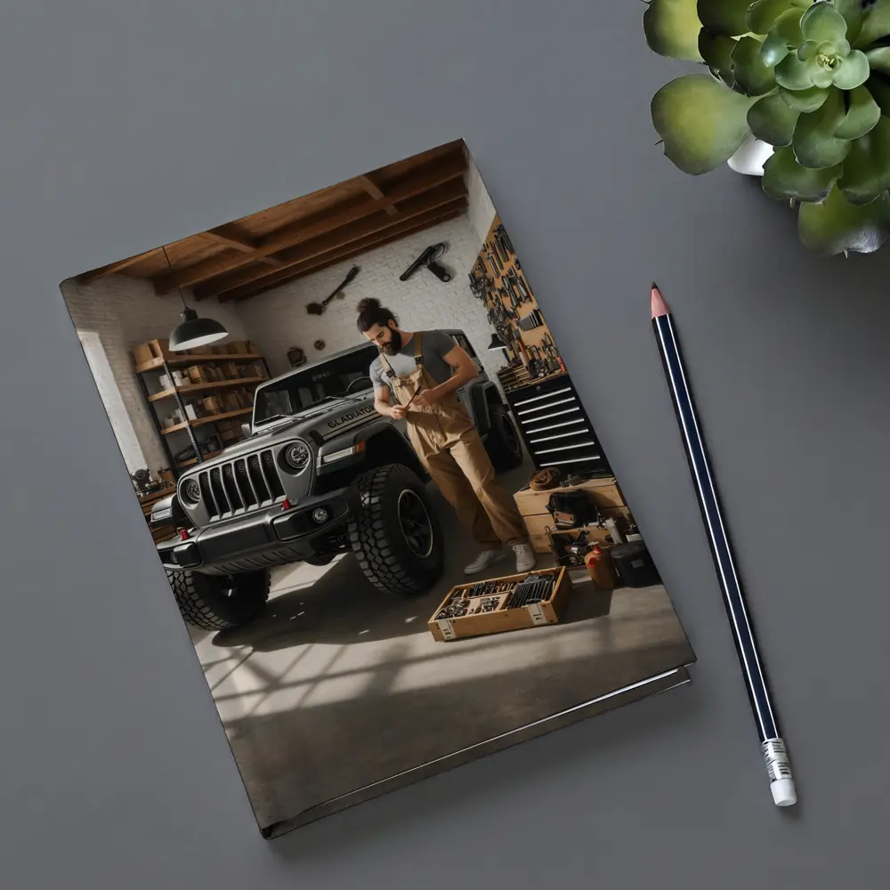 Jeep Gladiator In Workshop Garage Setting – Notebooks