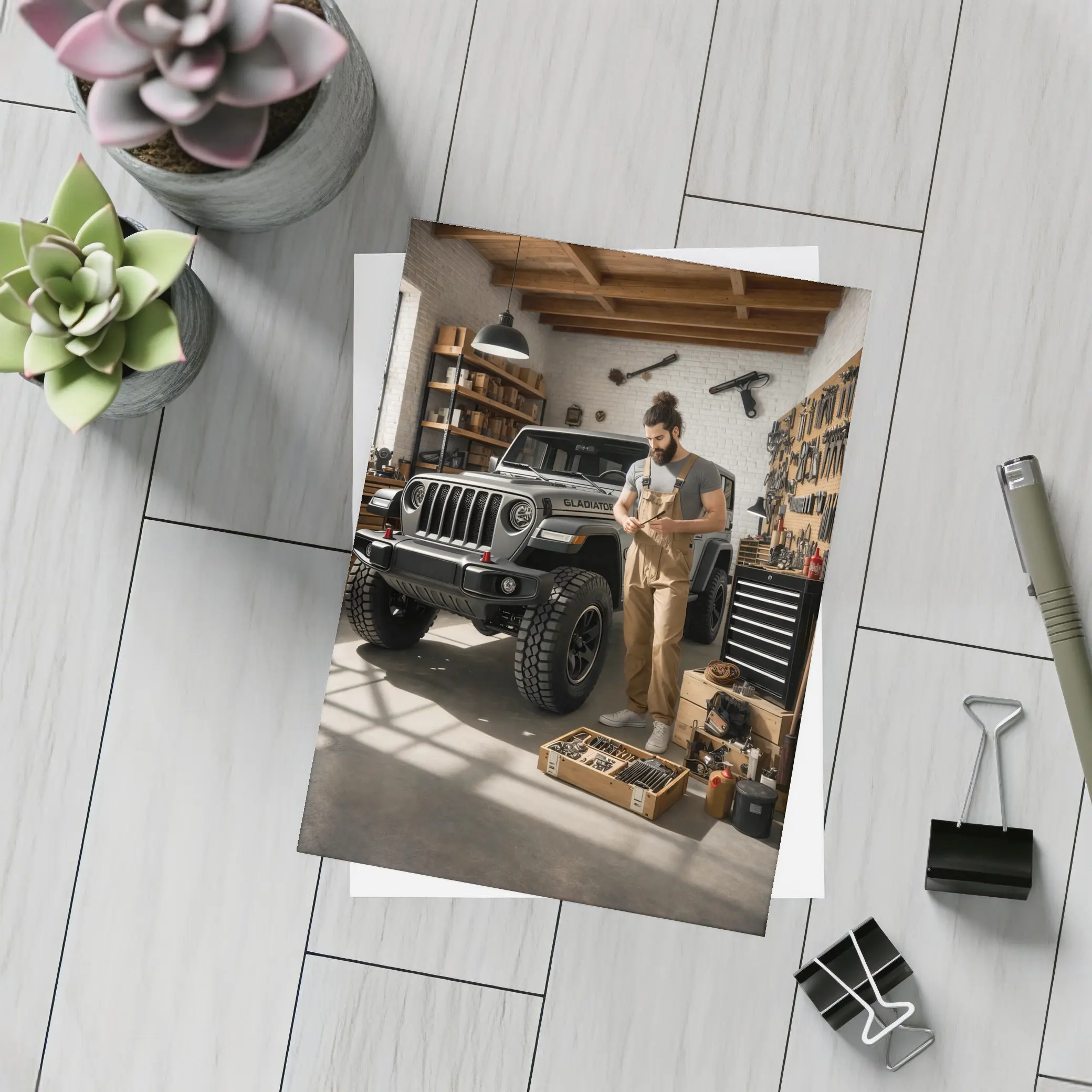 Jeep Gladiator In Workshop Garage Setting – Postcards