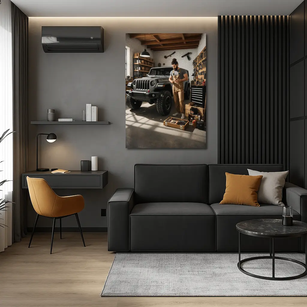 Jeep Gladiator In Workshop Garage Setting – Wall Art