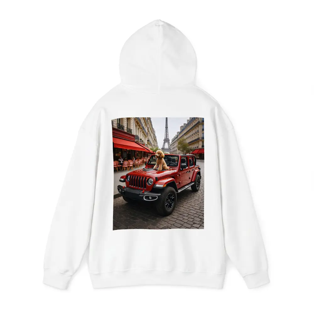 Red Jeep Wrangler Poodle Paris Eiffel Tower – Hoodies