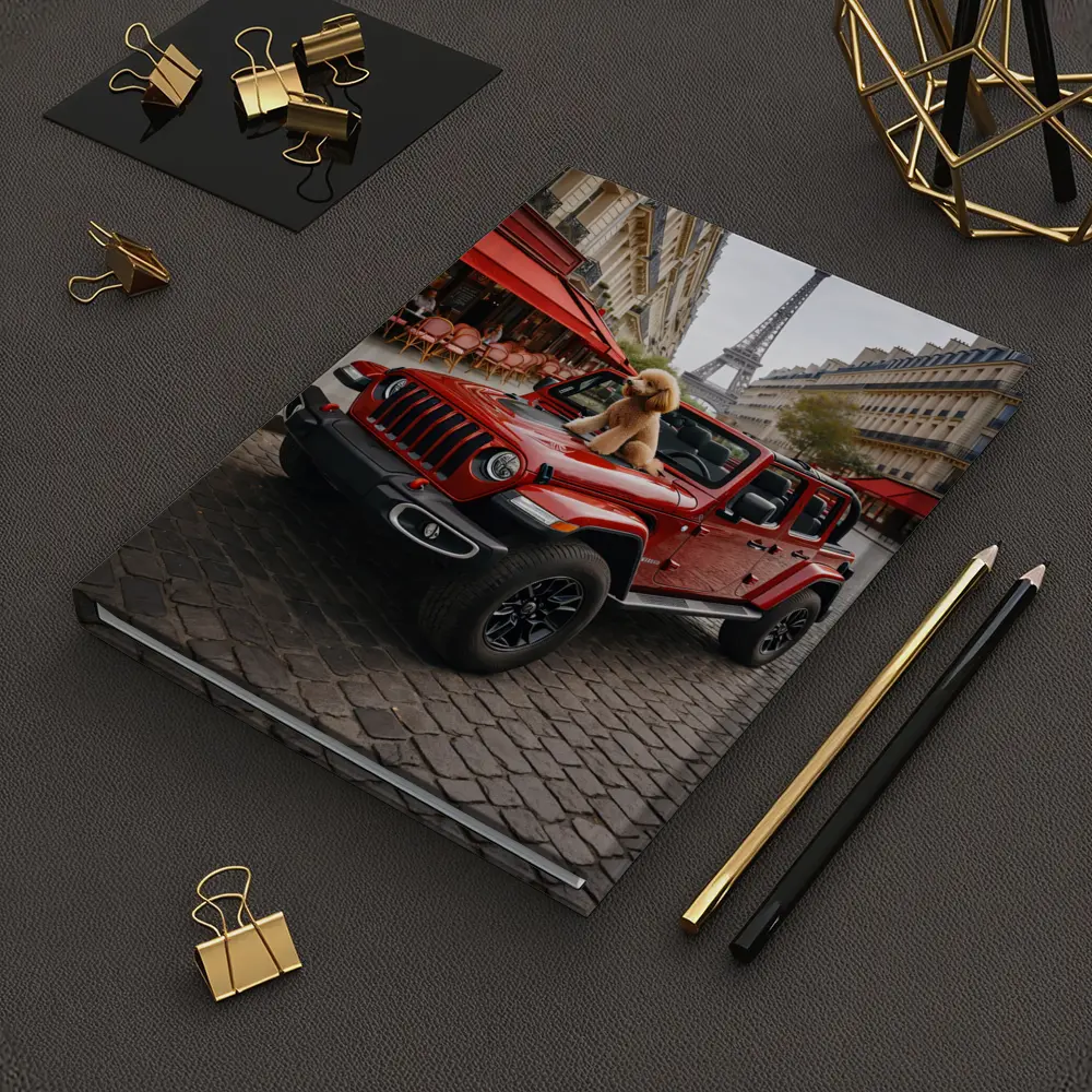 Red Jeep Wrangler Poodle Paris Eiffel Tower – Notebooks