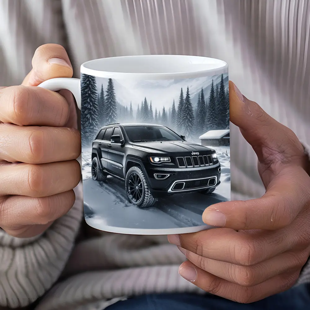 Jeep Grand Cherokee Black Winter Snow Forest – Mugs