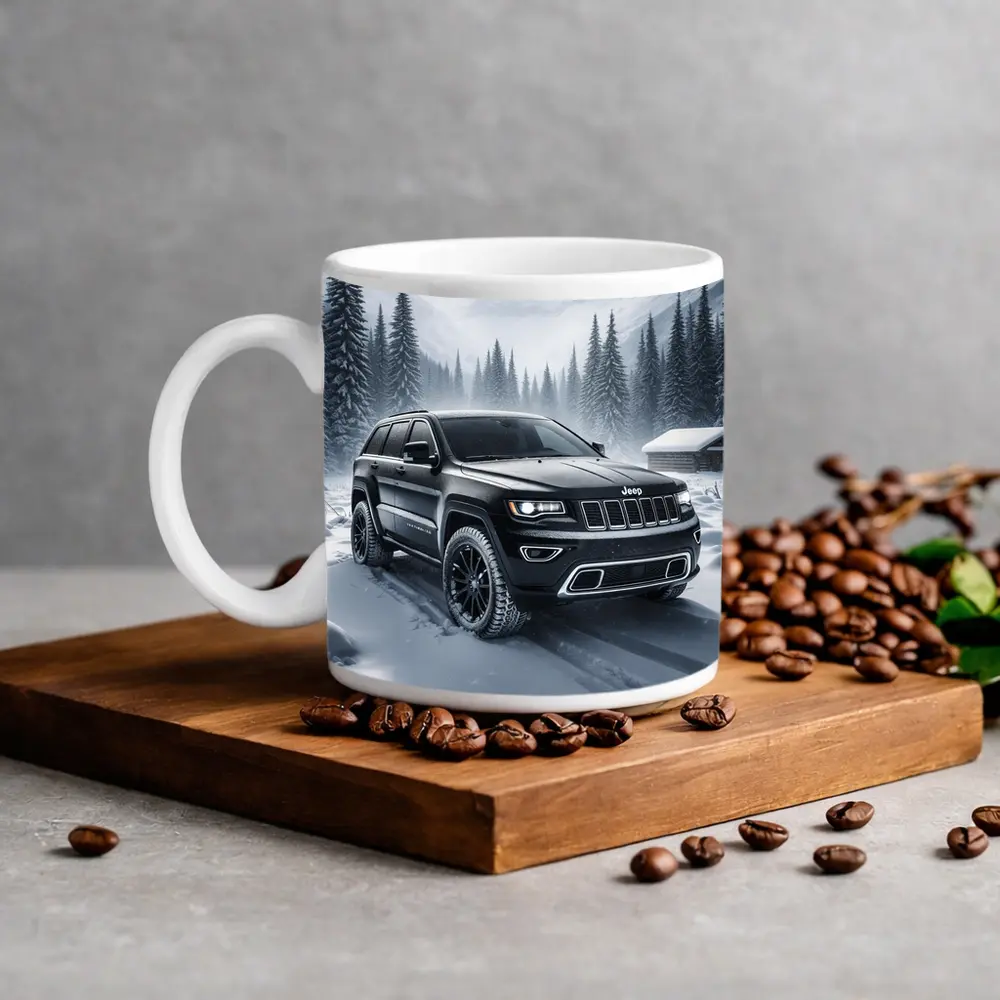 Jeep Grand Cherokee Black Winter Snow Forest – Mugs