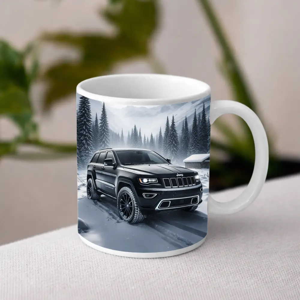 Jeep Grand Cherokee Black Winter Snow Forest – Mugs