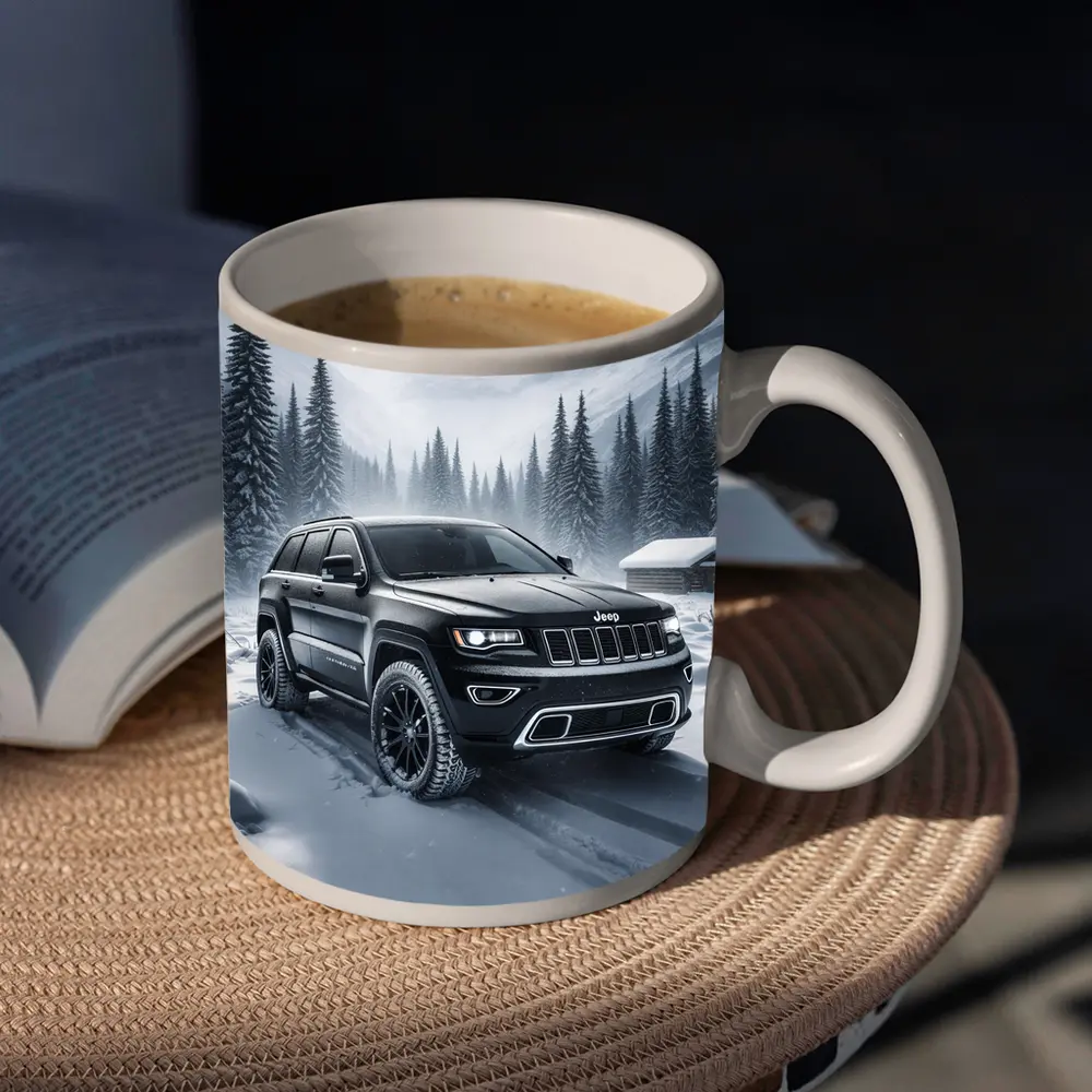 Jeep Grand Cherokee Black Winter Snow Forest – Mugs