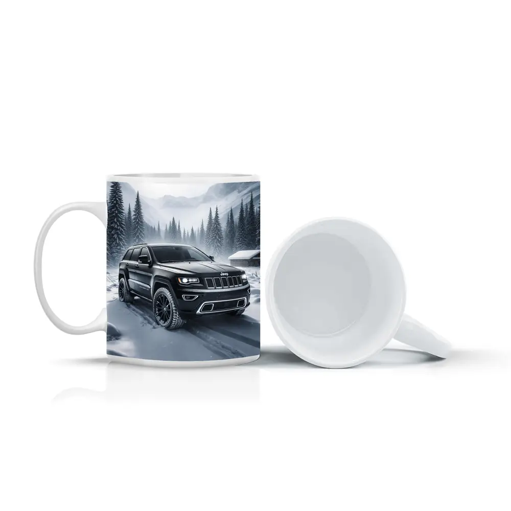 Jeep Grand Cherokee Black Winter Snow Forest – Mugs