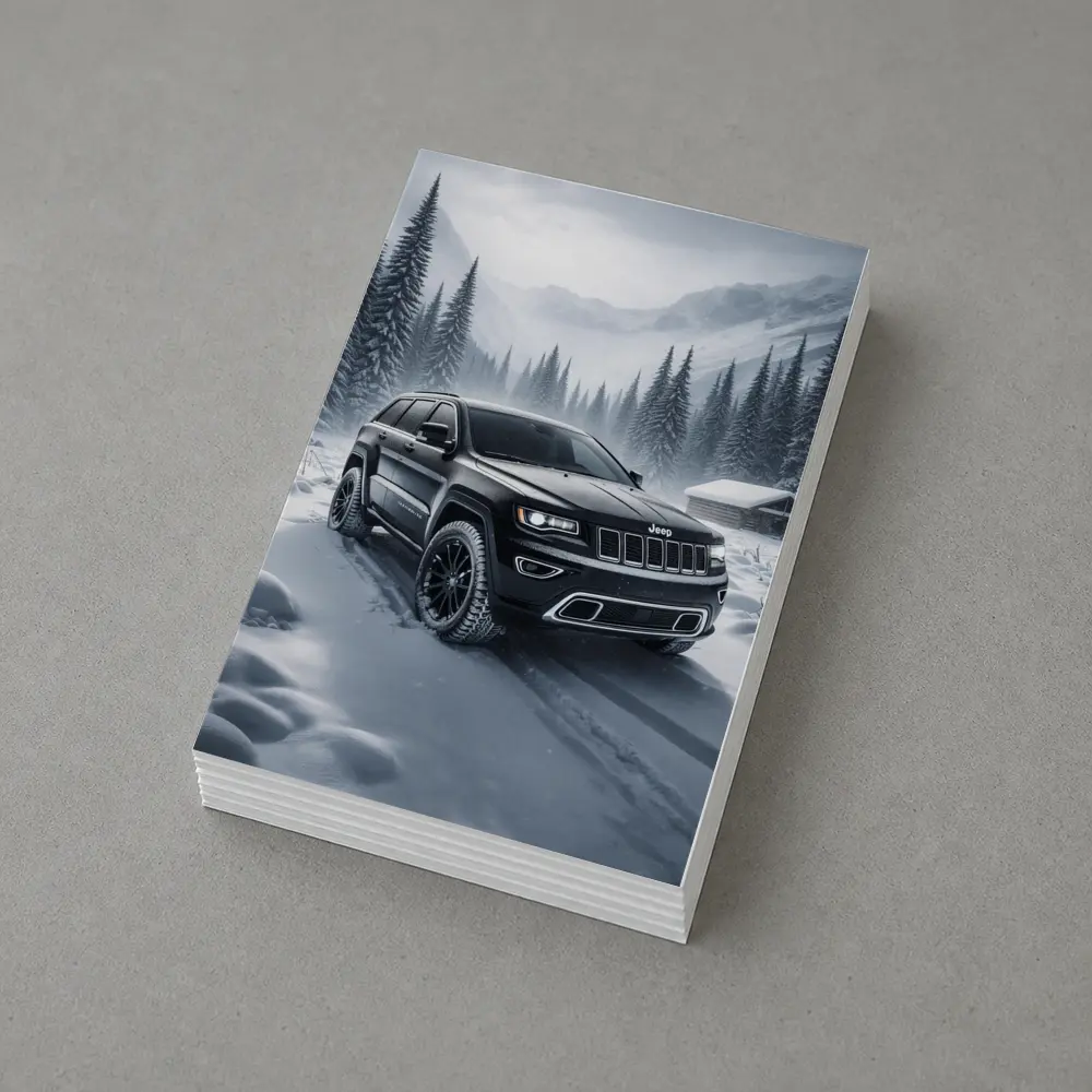 Jeep Grand Cherokee Black Winter Snow Forest – Postcards