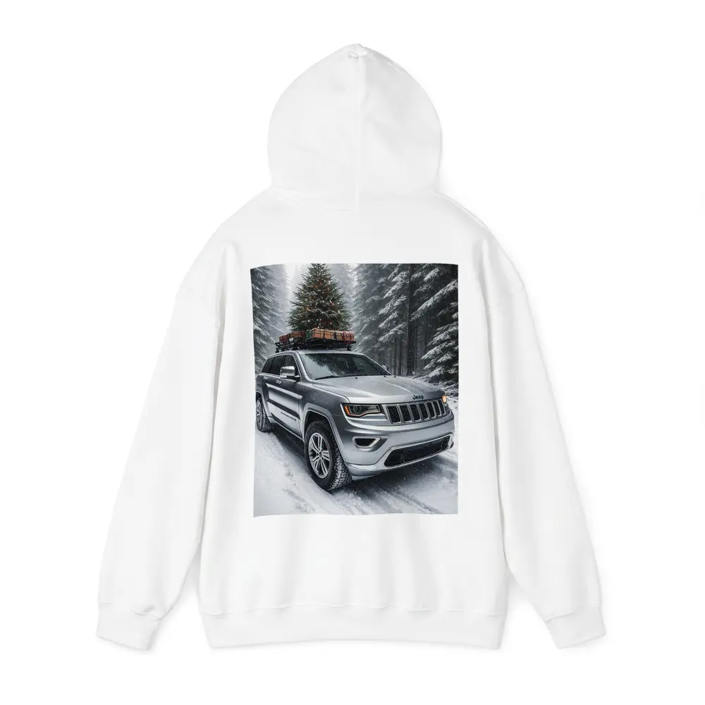 Jeep Grand Cherokee Silver Snow Forest Christmas – Hoodies
