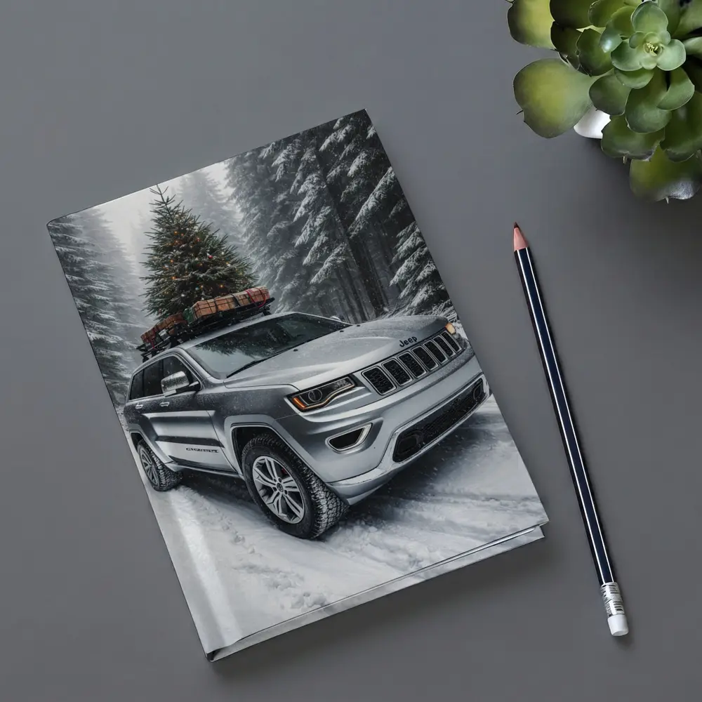 Jeep Grand Cherokee Silver Snow Forest Christmas – Notebooks