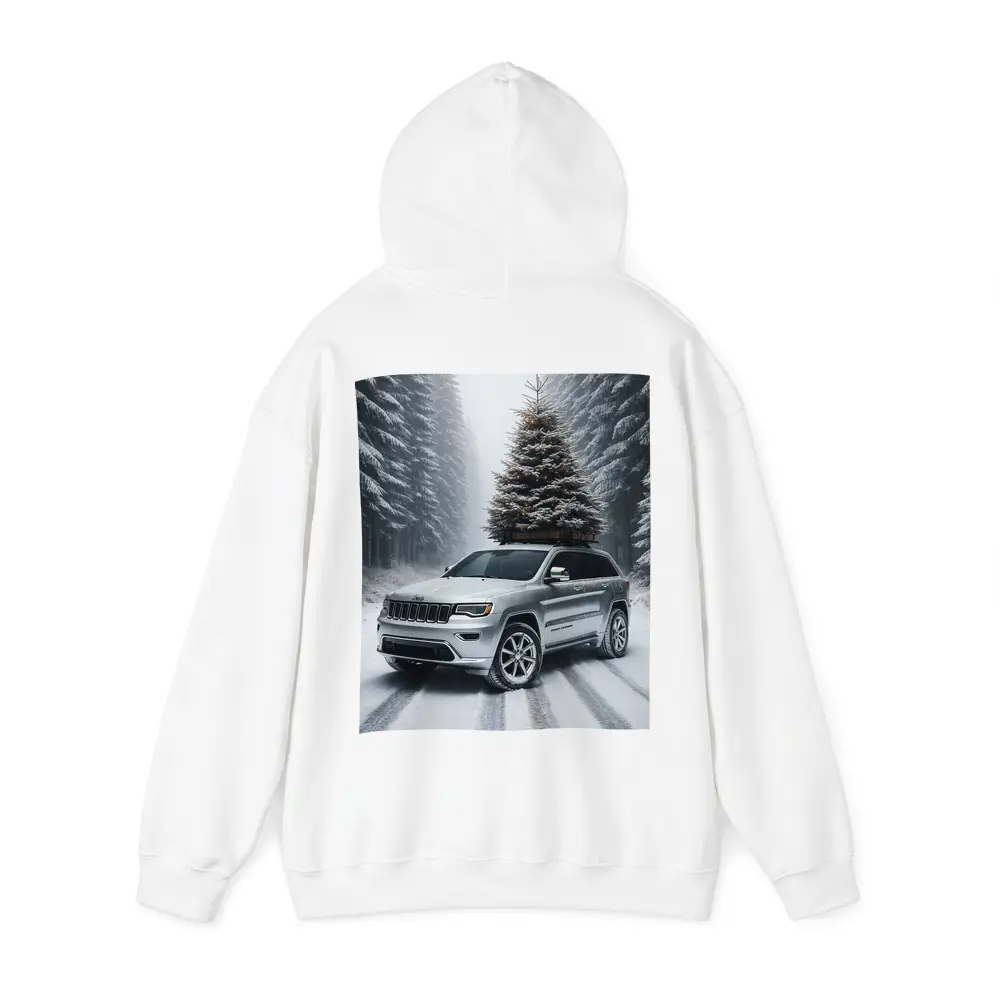 Jeep Grand Cherokee Silver Snowy Forest Road – Hoodies