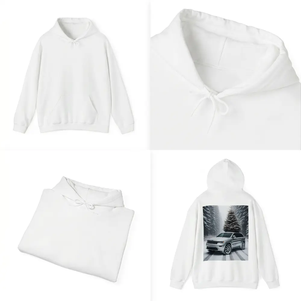 Jeep Grand Cherokee Silver Snowy Forest Road – Hoodies