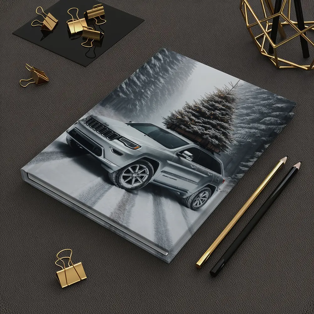 Jeep Grand Cherokee Silver Snowy Forest Road – Notebooks
