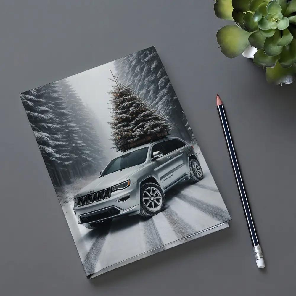 Jeep Grand Cherokee Silver Snowy Forest Road – Notebooks