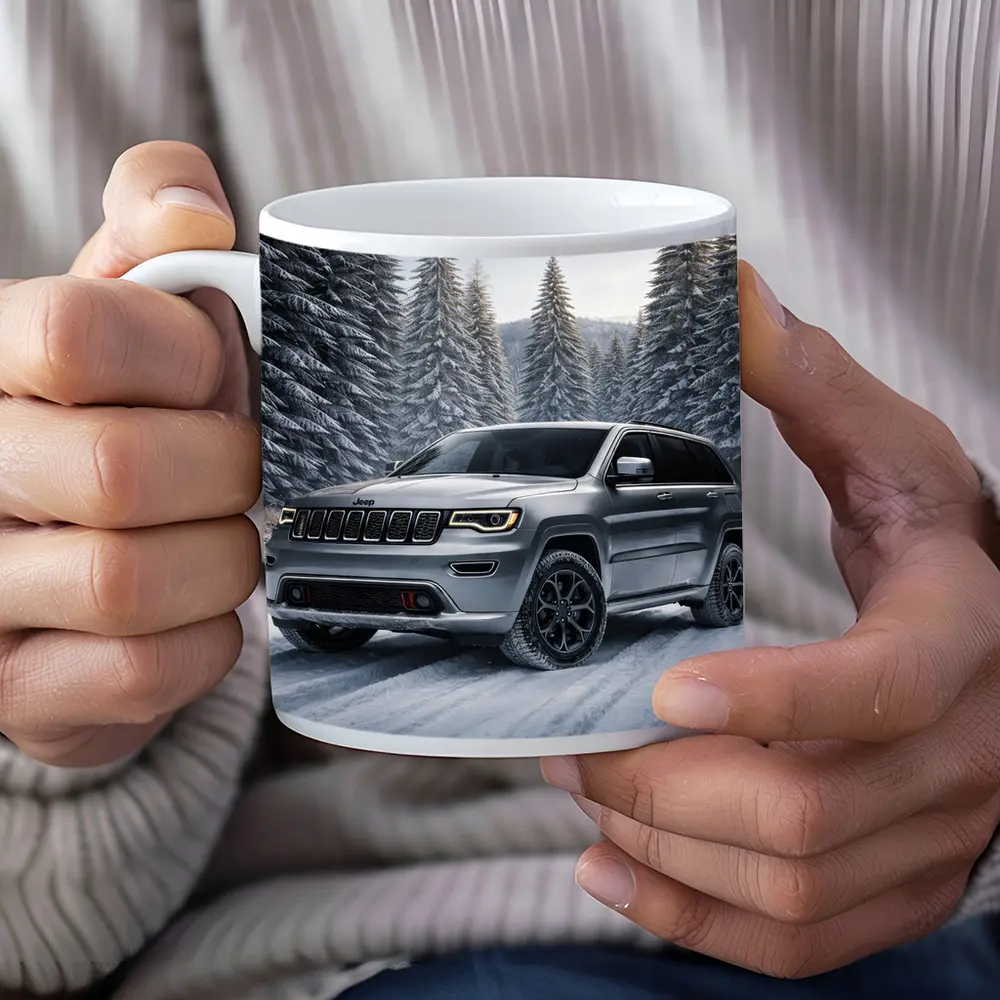 Jeep Grand Cherokee Silver SUV Snowy Forest – Mugs