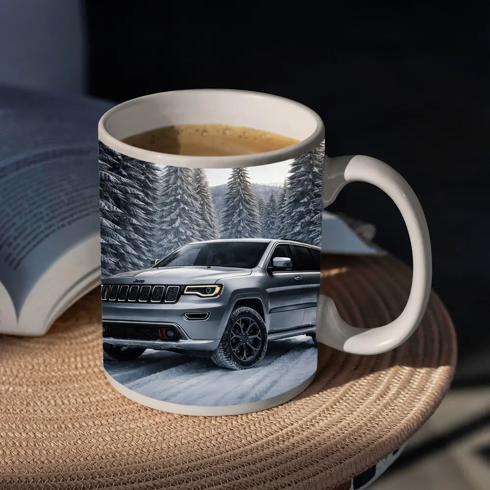 Jeep Grand Cherokee Silver SUV Snowy Forest – Mugs