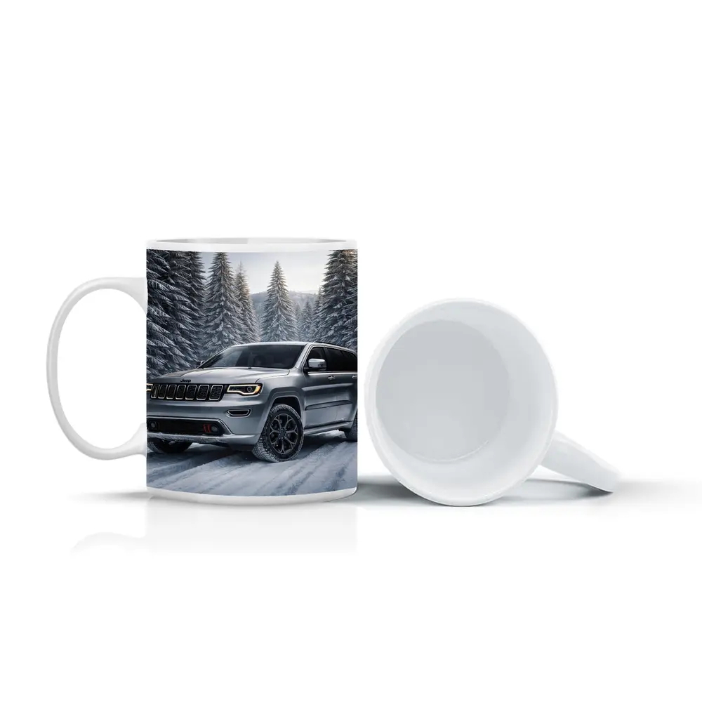 Jeep Grand Cherokee Silver SUV Snowy Forest – Mugs