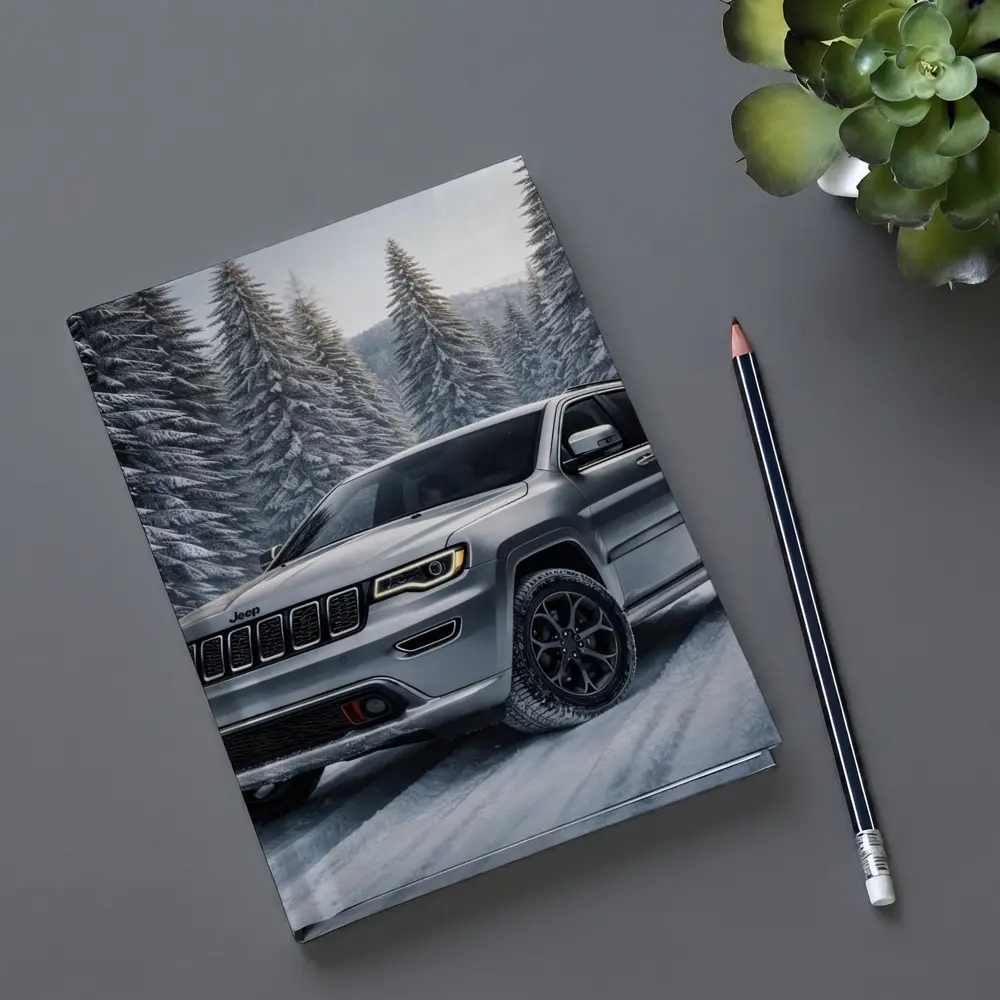 Jeep Grand Cherokee Silver SUV Snowy Forest – Notebooks