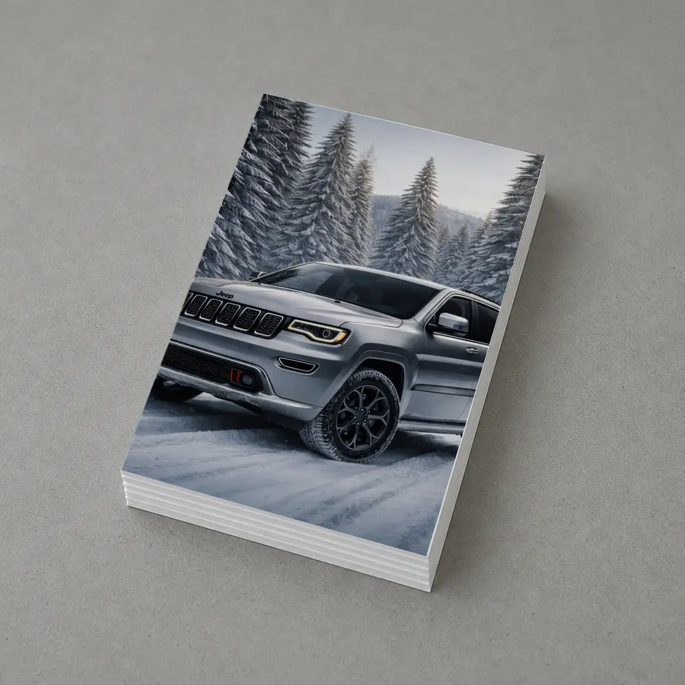 Jeep Grand Cherokee Silver SUV Snowy Forest – Postcards