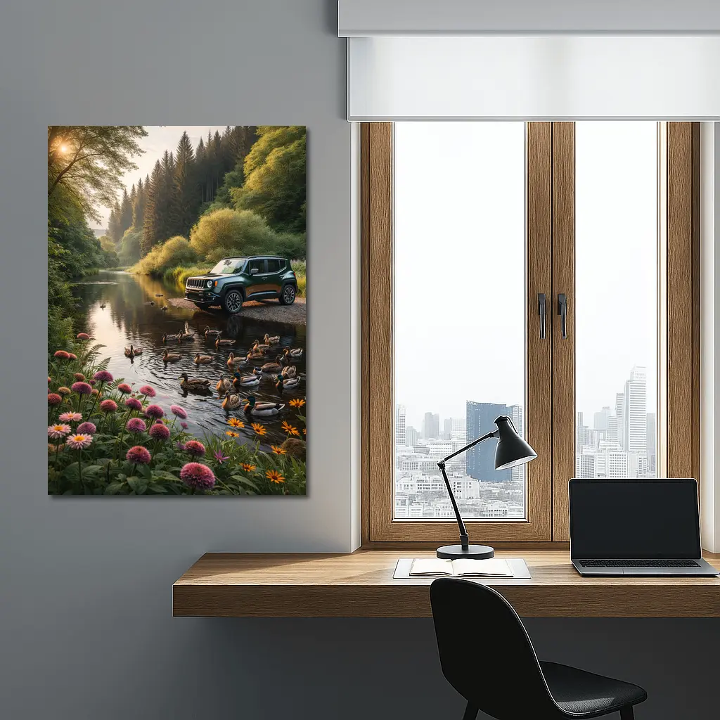 Jeep Renegade Parked by Forest River – Wall Art