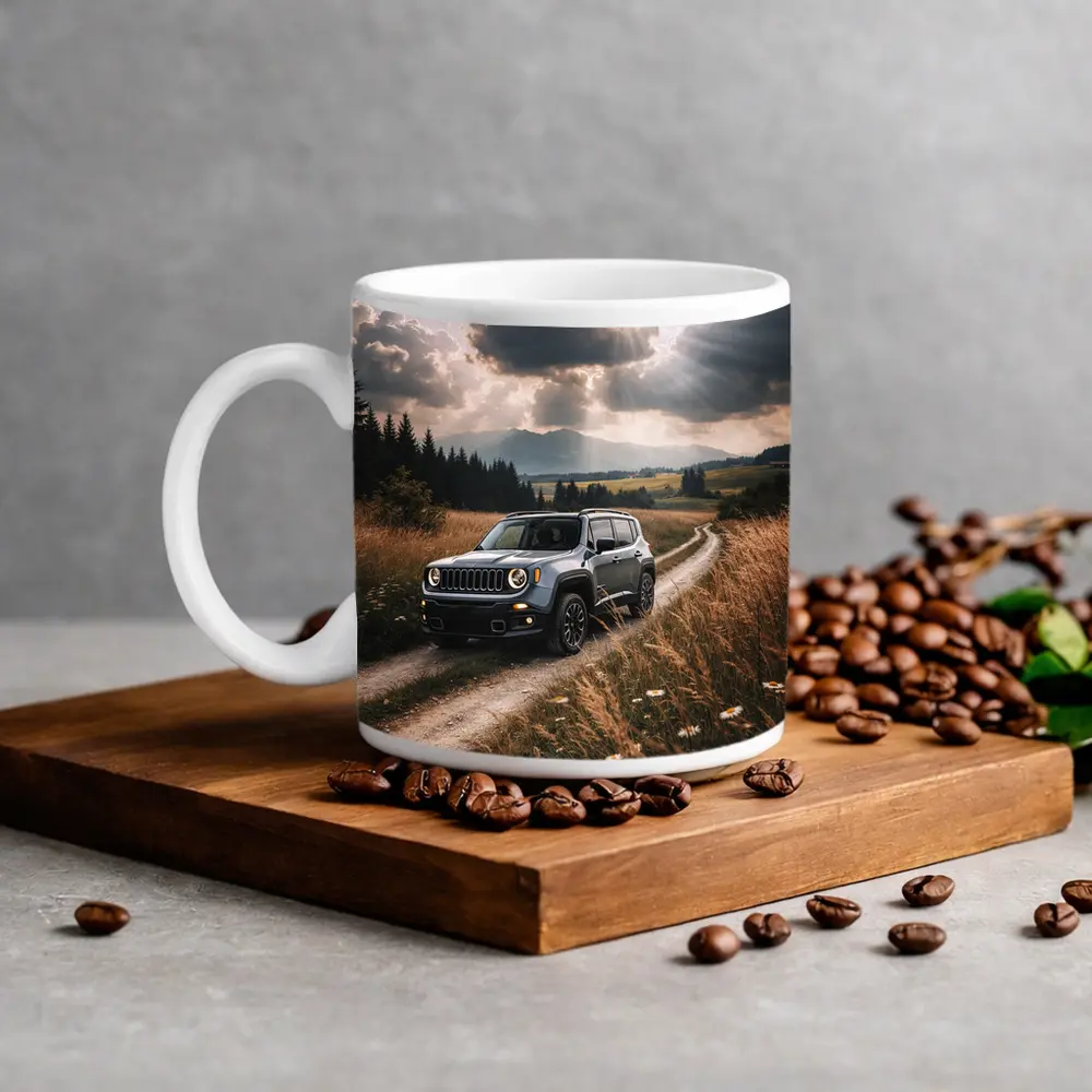 Jeep Renegade On Dirt Road Countryside – Mugs