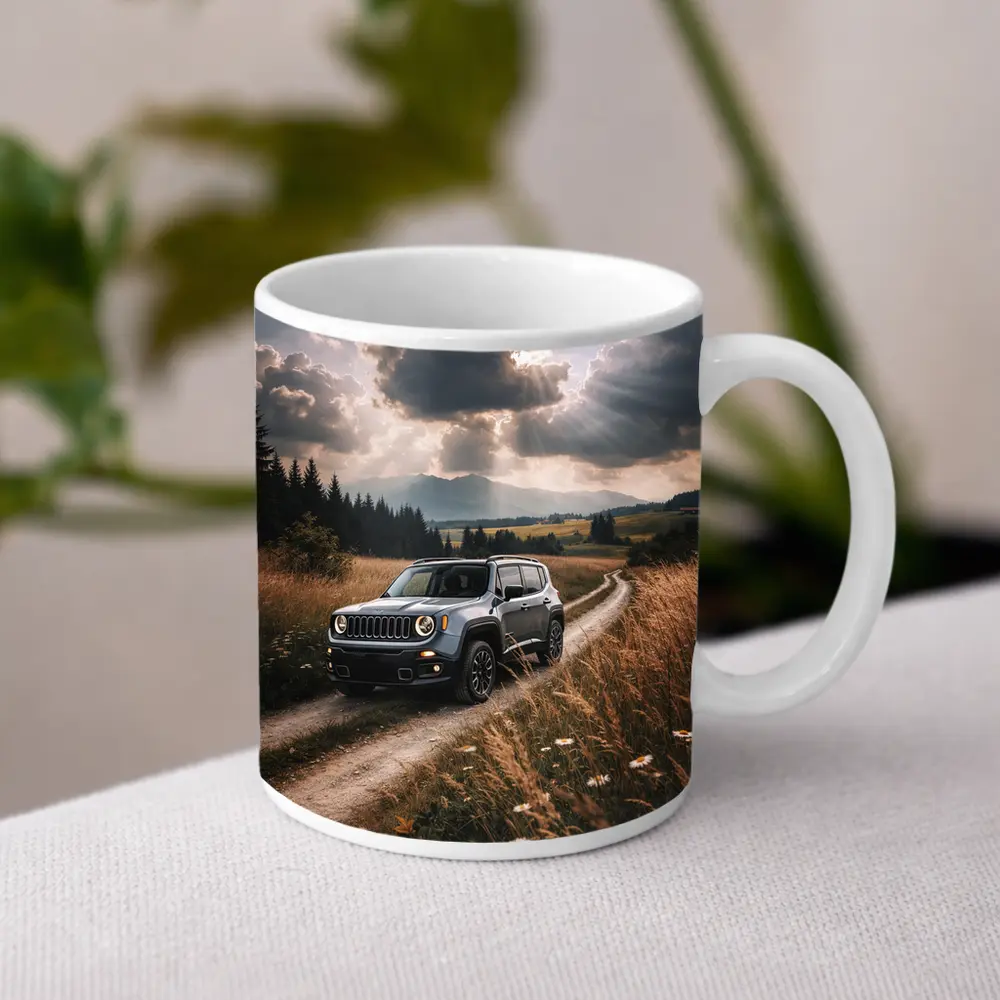 Jeep Renegade On Dirt Road Countryside – Mugs