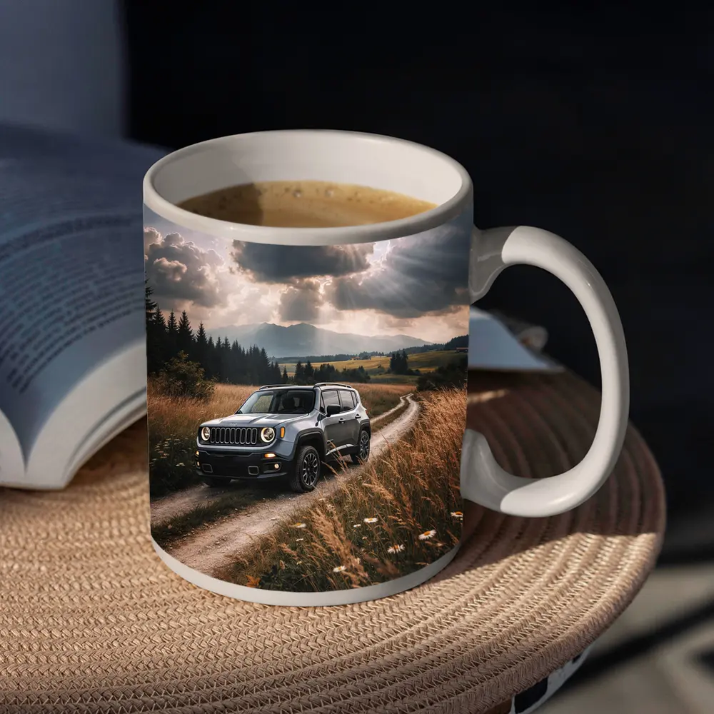 Jeep Renegade On Dirt Road Countryside – Mugs