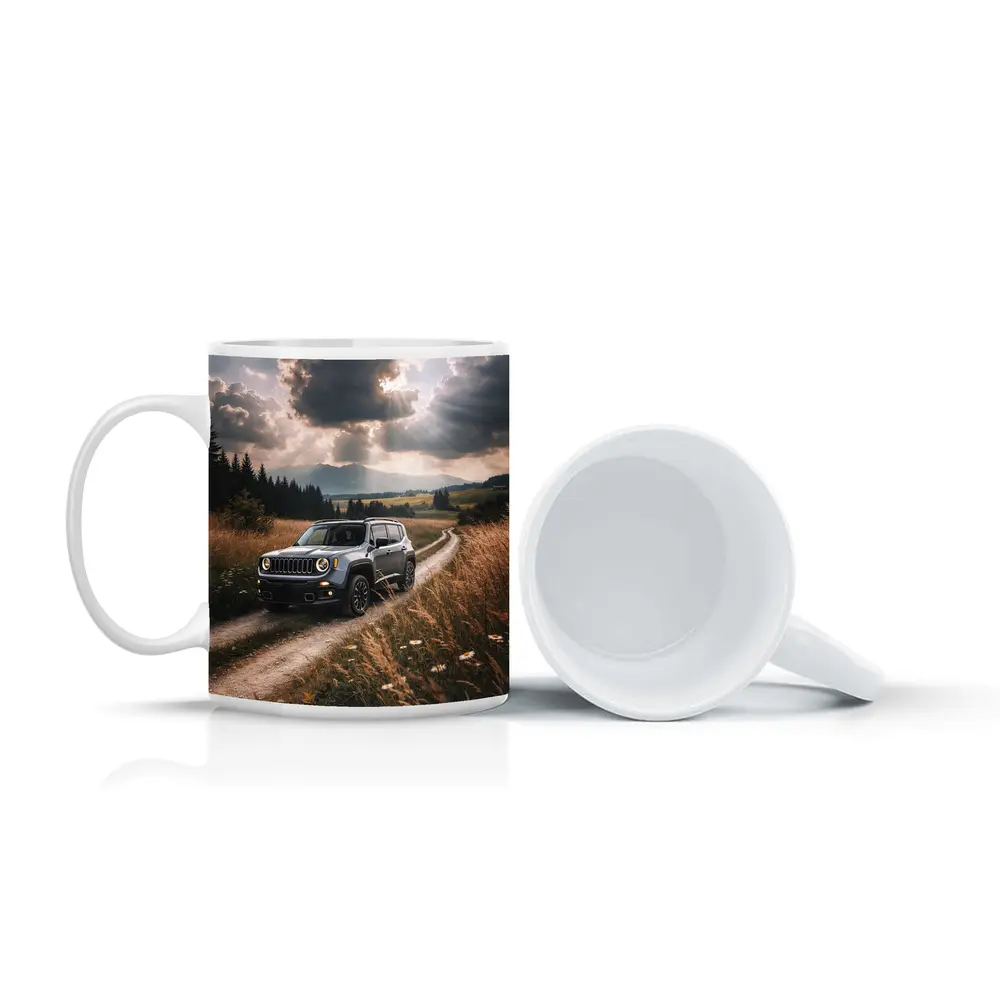 Jeep Renegade On Dirt Road Countryside – Mugs