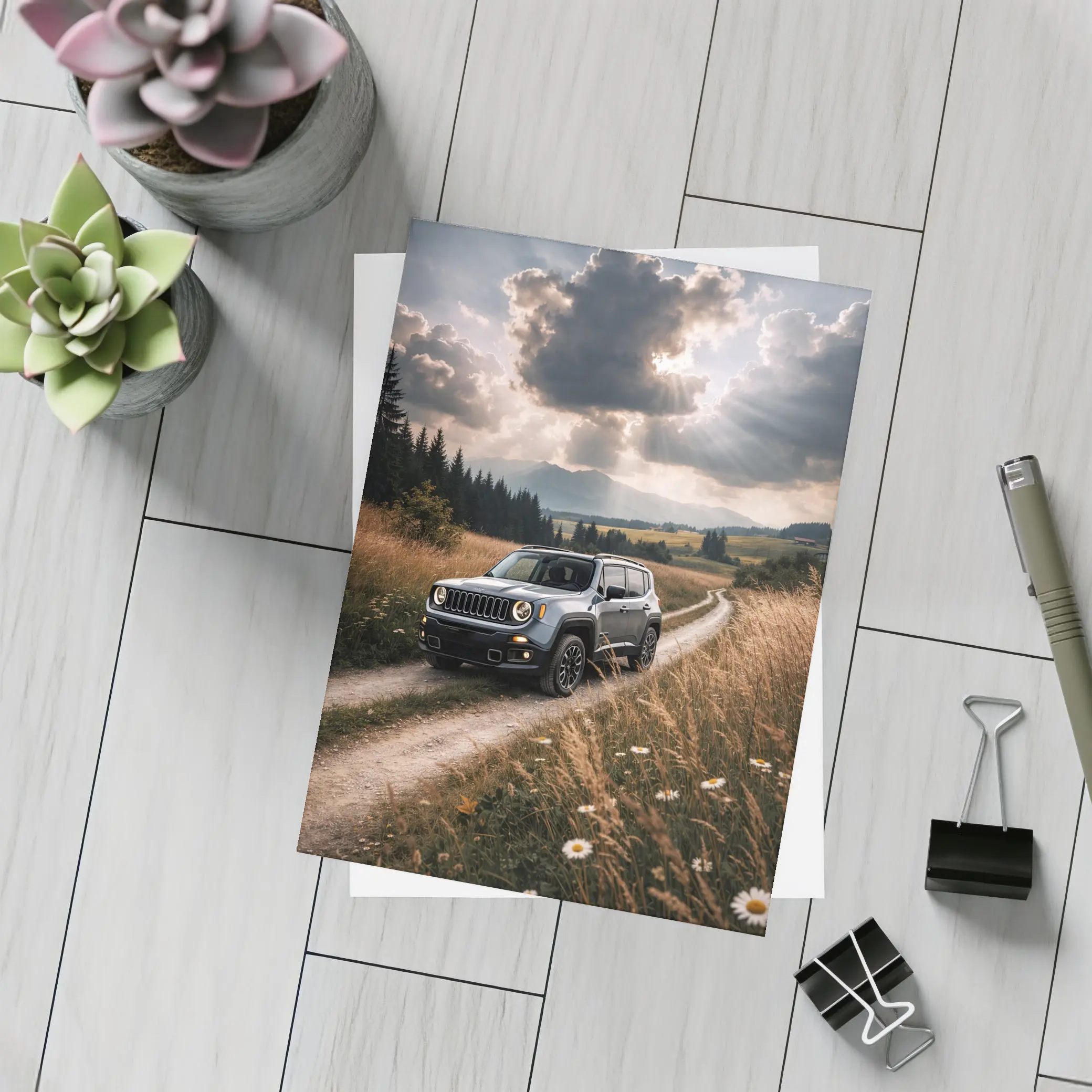 Jeep Renegade On Dirt Road Countryside – Postcards