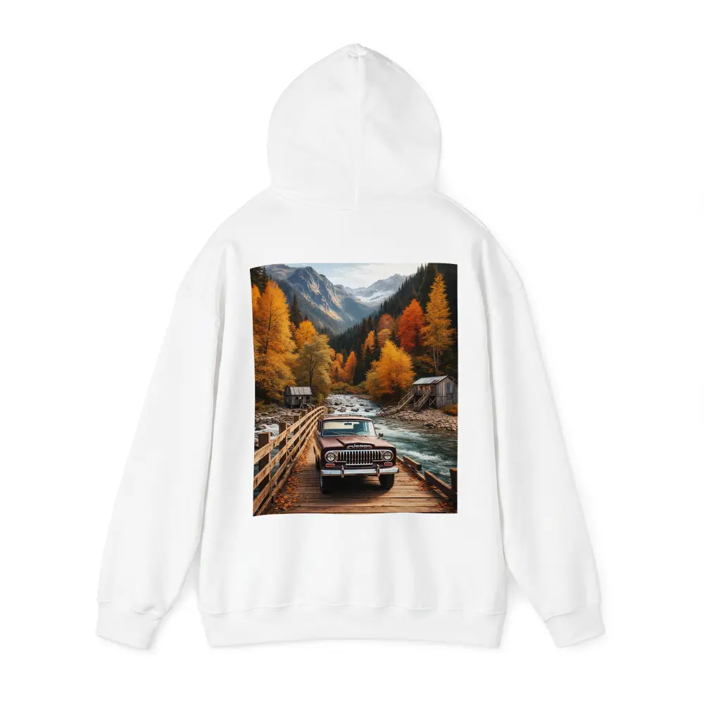 Jeep Wagoneer Classic Truck Autumn Mountain Bridge – Hoodies