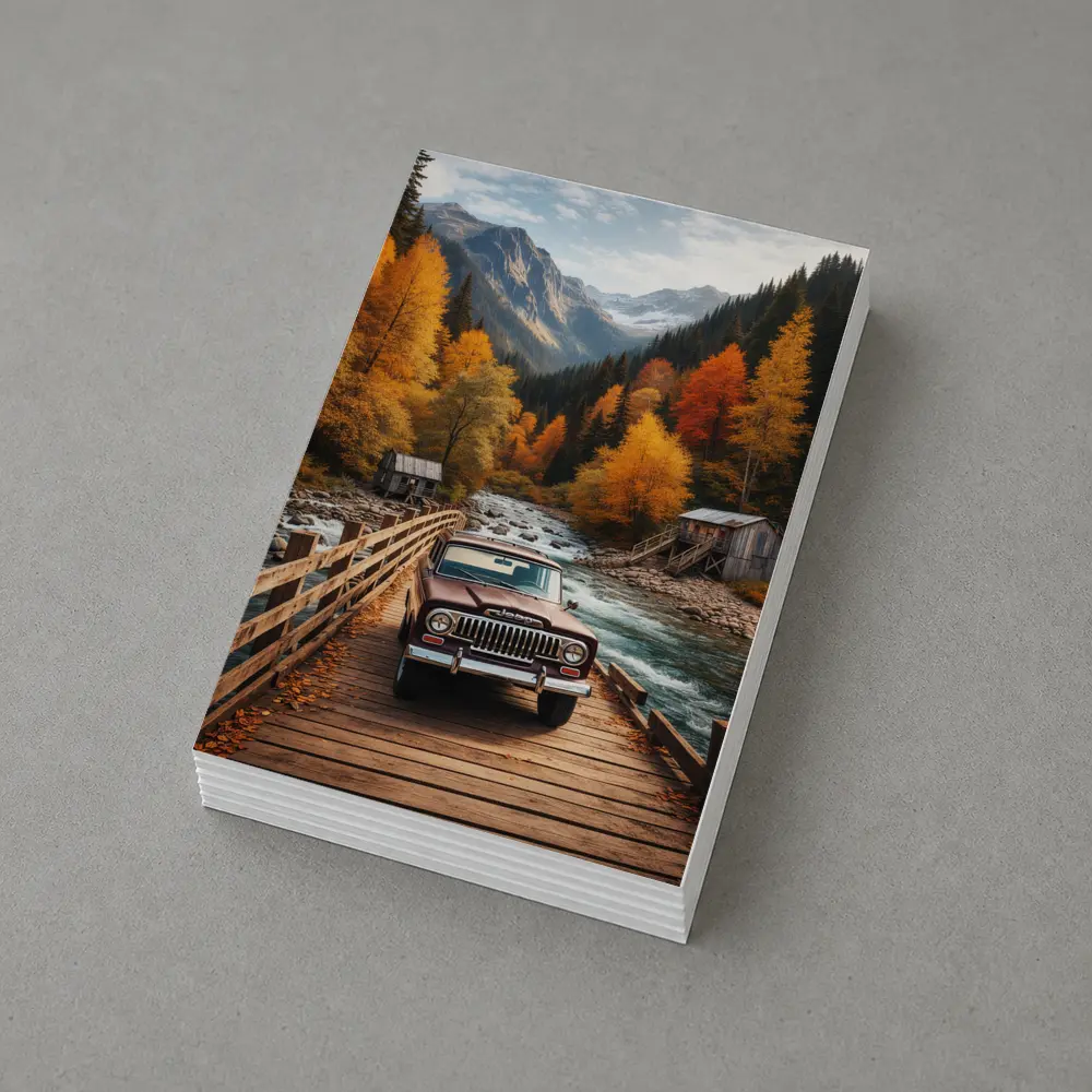 Jeep Wagoneer Classic Truck Autumn Mountain Bridge – Postcards