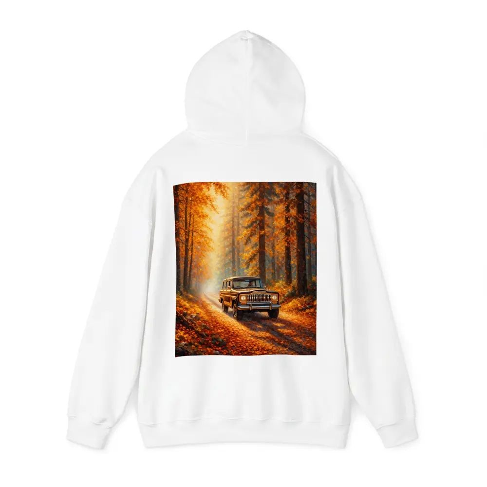 Jeep Wagoneer Autumn Forest Dirt Road – Hoodies