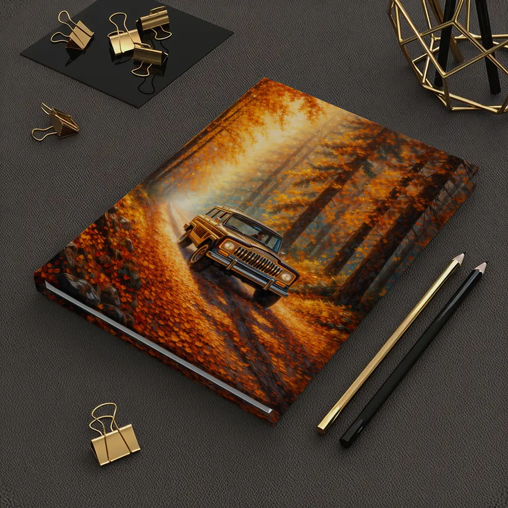 Jeep Wagoneer Autumn Forest Dirt Road – Notebooks