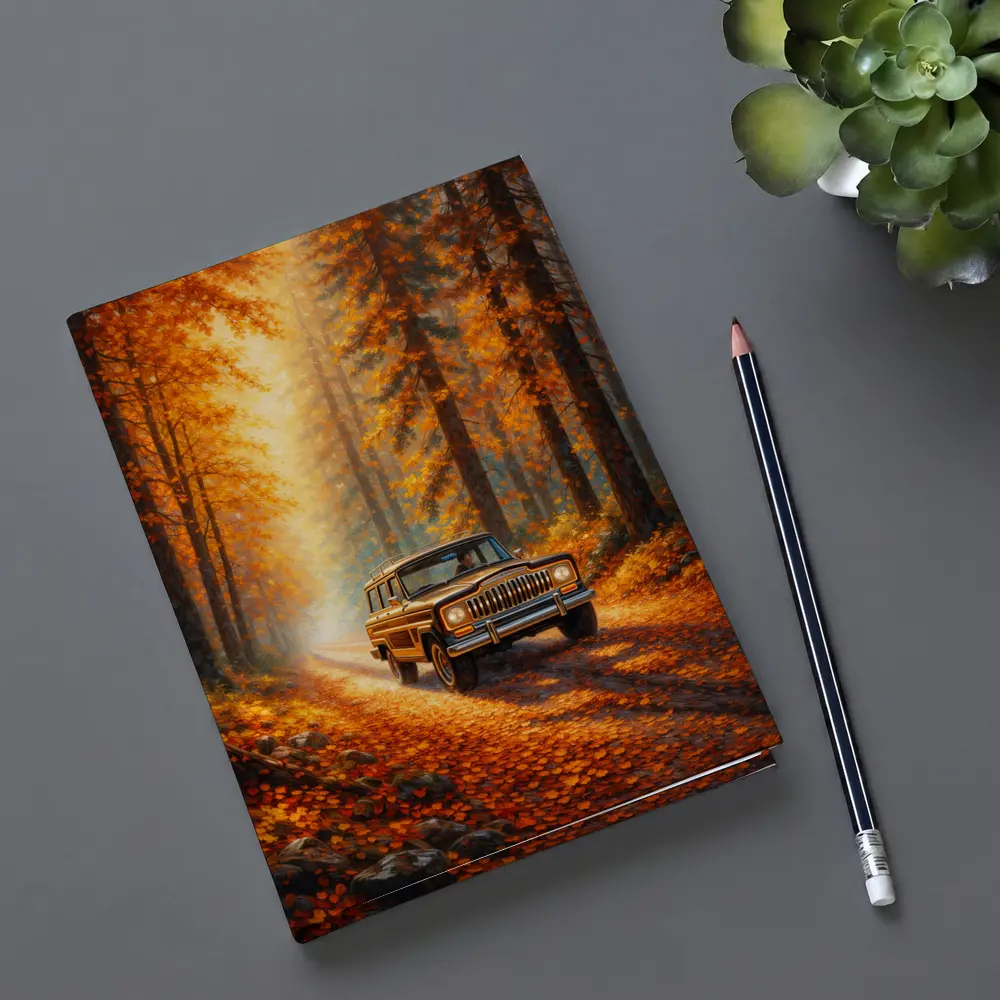 Jeep Wagoneer Autumn Forest Dirt Road – Notebooks