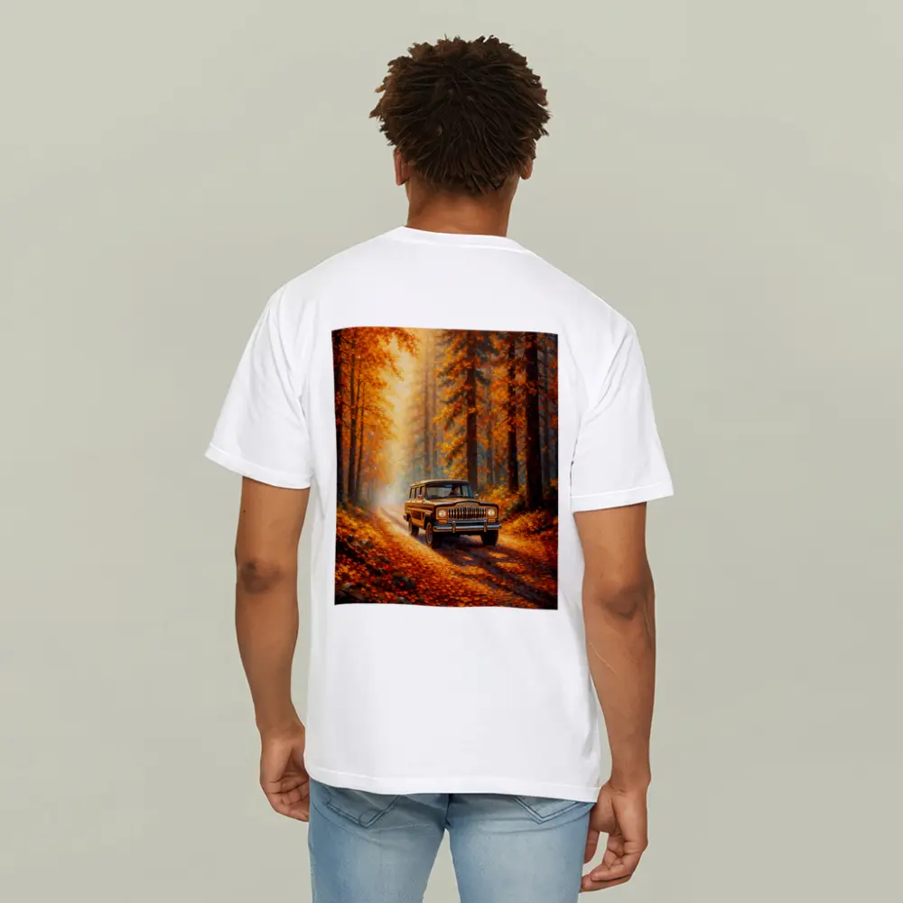 Jeep Wagoneer Autumn Forest Dirt Road – T-Shirts