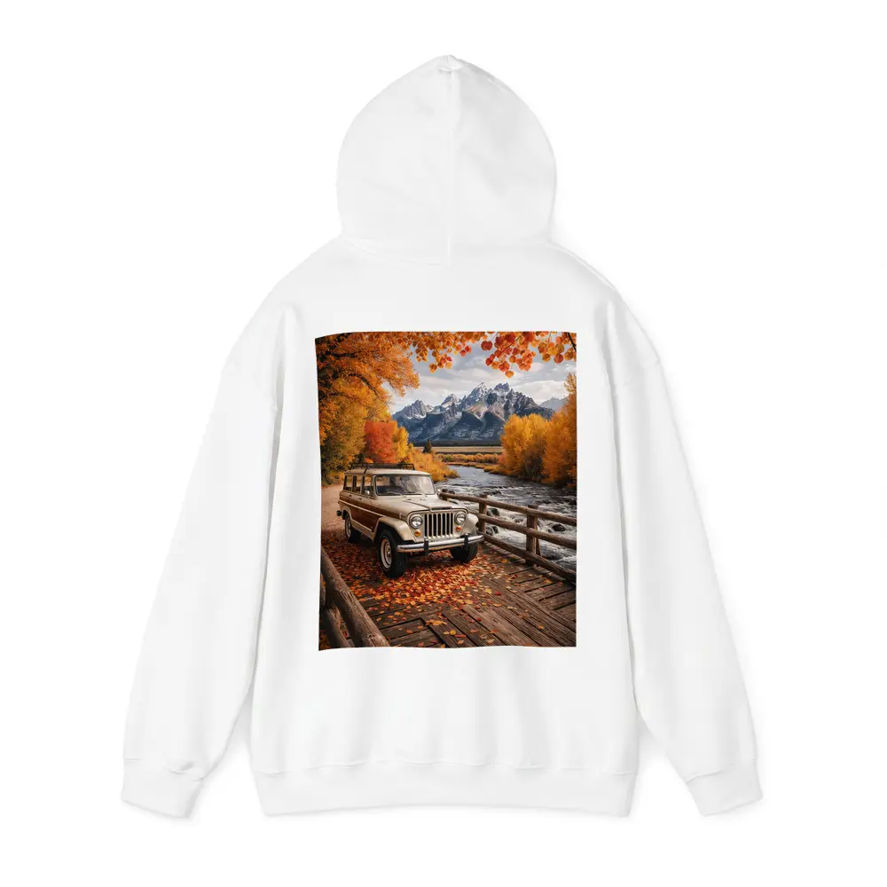 Jeep Wagoneer On Bridge Autumn Mountains – Hoodies