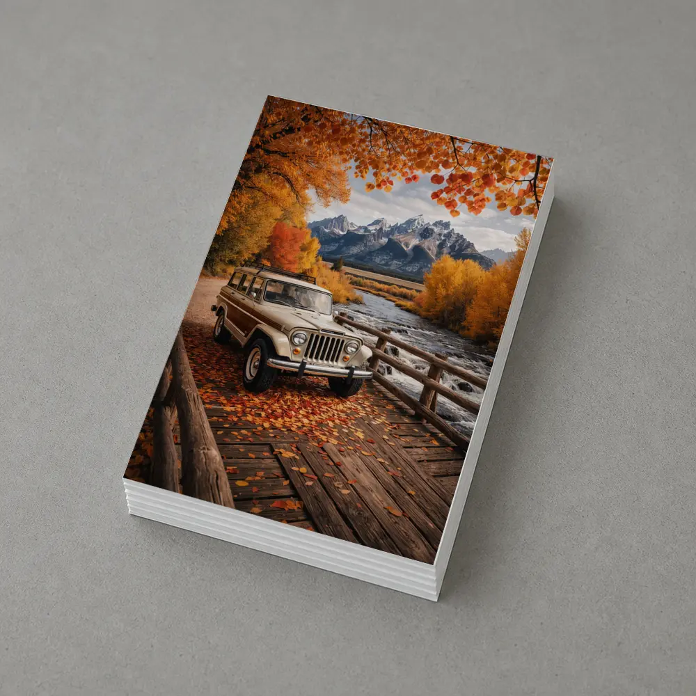 Jeep Wagoneer On Bridge Autumn Mountains – Postcards