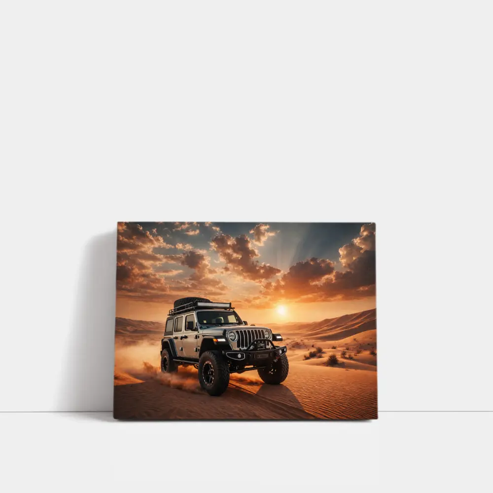 Jeep Wrangler Tearing Through Desert Dunes – Wall Art