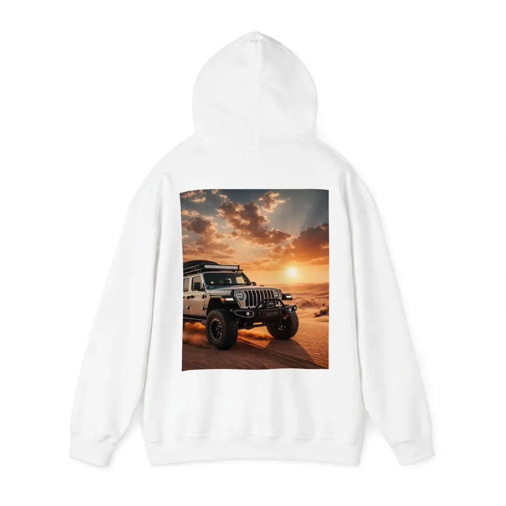 Jeep Wrangler Tearing Through Desert Dunes – Hoodies